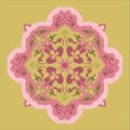 Pink floral ornament on green background Royalty Free Stock Photo